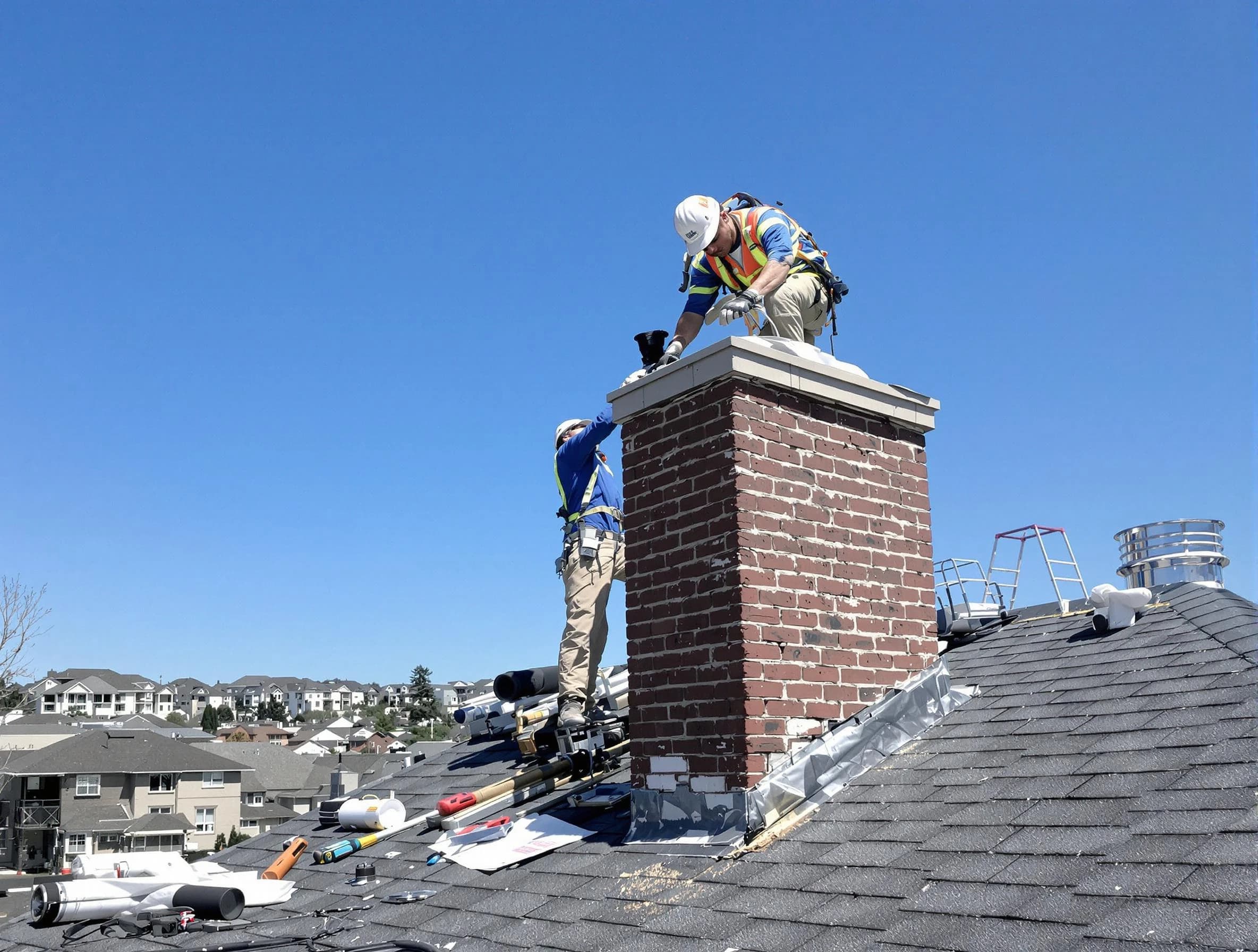 Adams Chimney Sweep repairing a chimney crown in Adams, PA