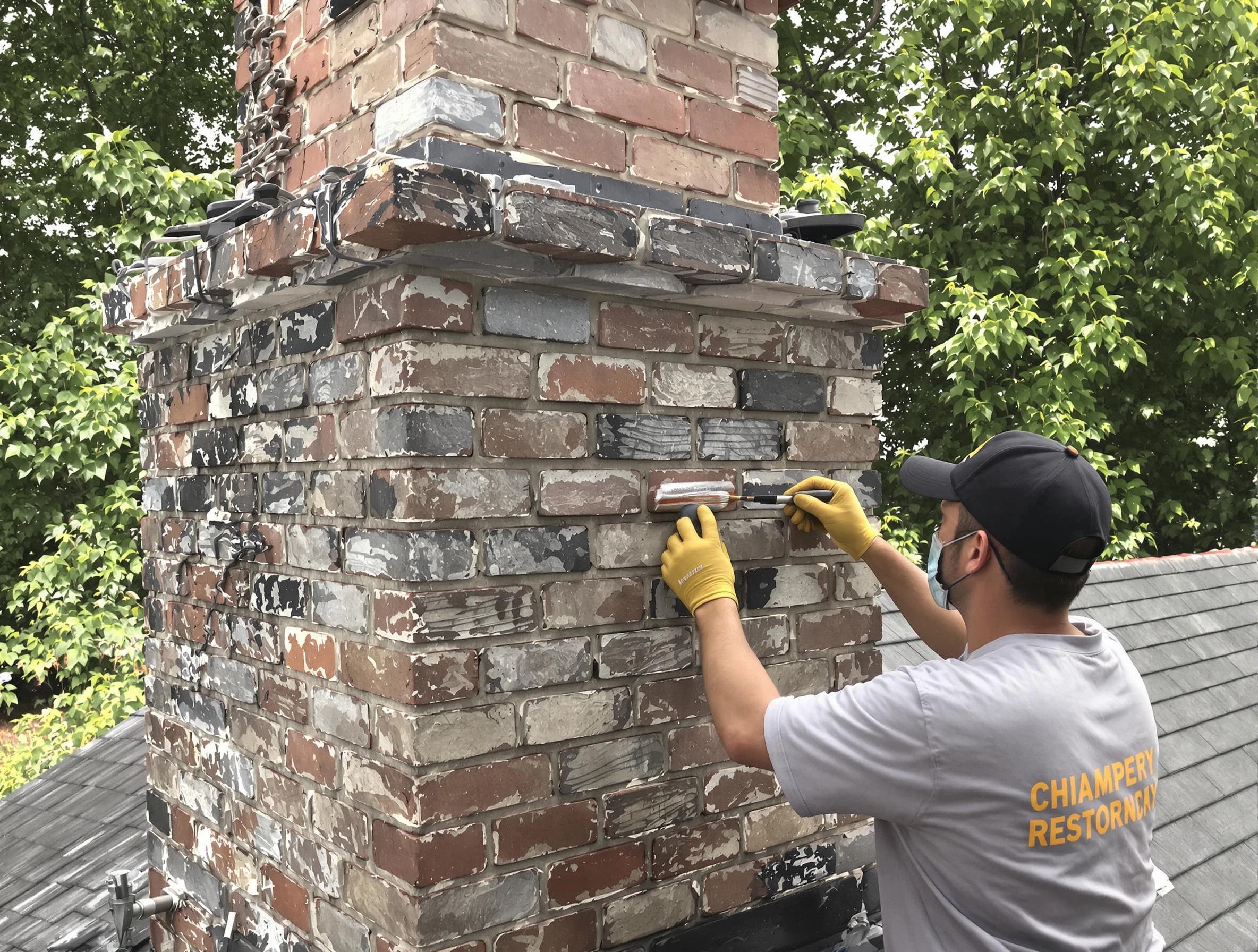 In-progress chimney restoration by Adams Chimney Sweep in Adams, PA