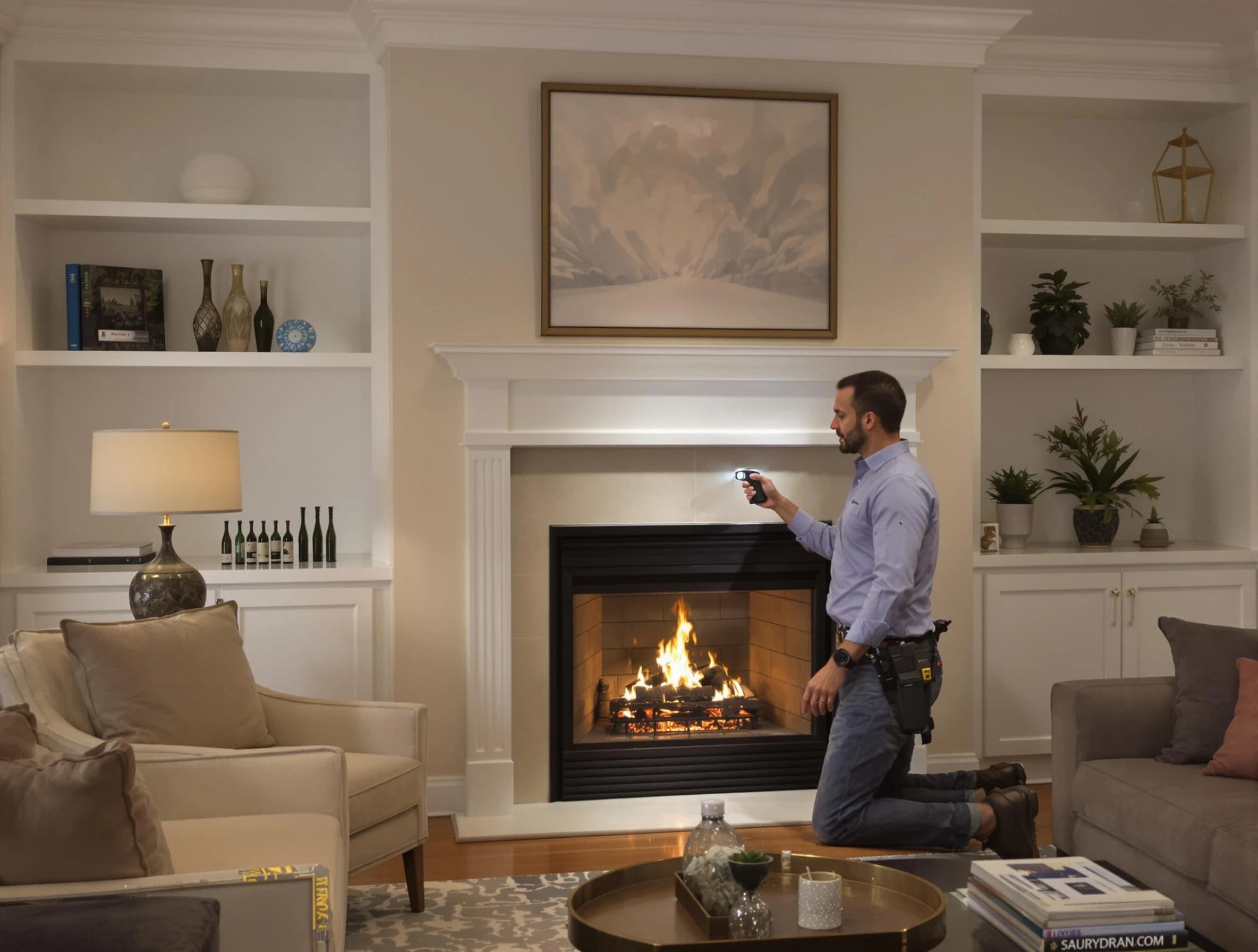 Adams Chimney Sweep conducting a fireplace safety inspection in Adams, PA