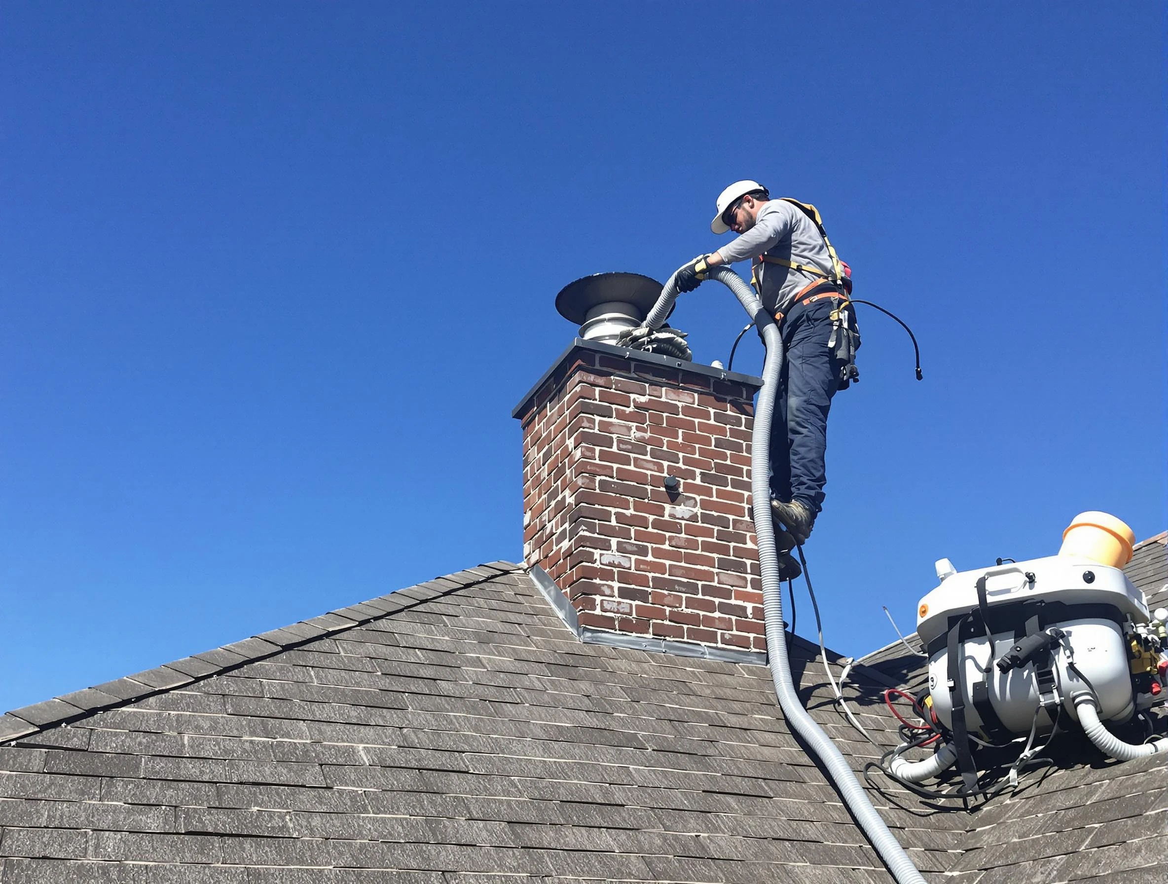 Dedicated Adams Chimney Sweep team member cleaning a chimney in Adams, PA