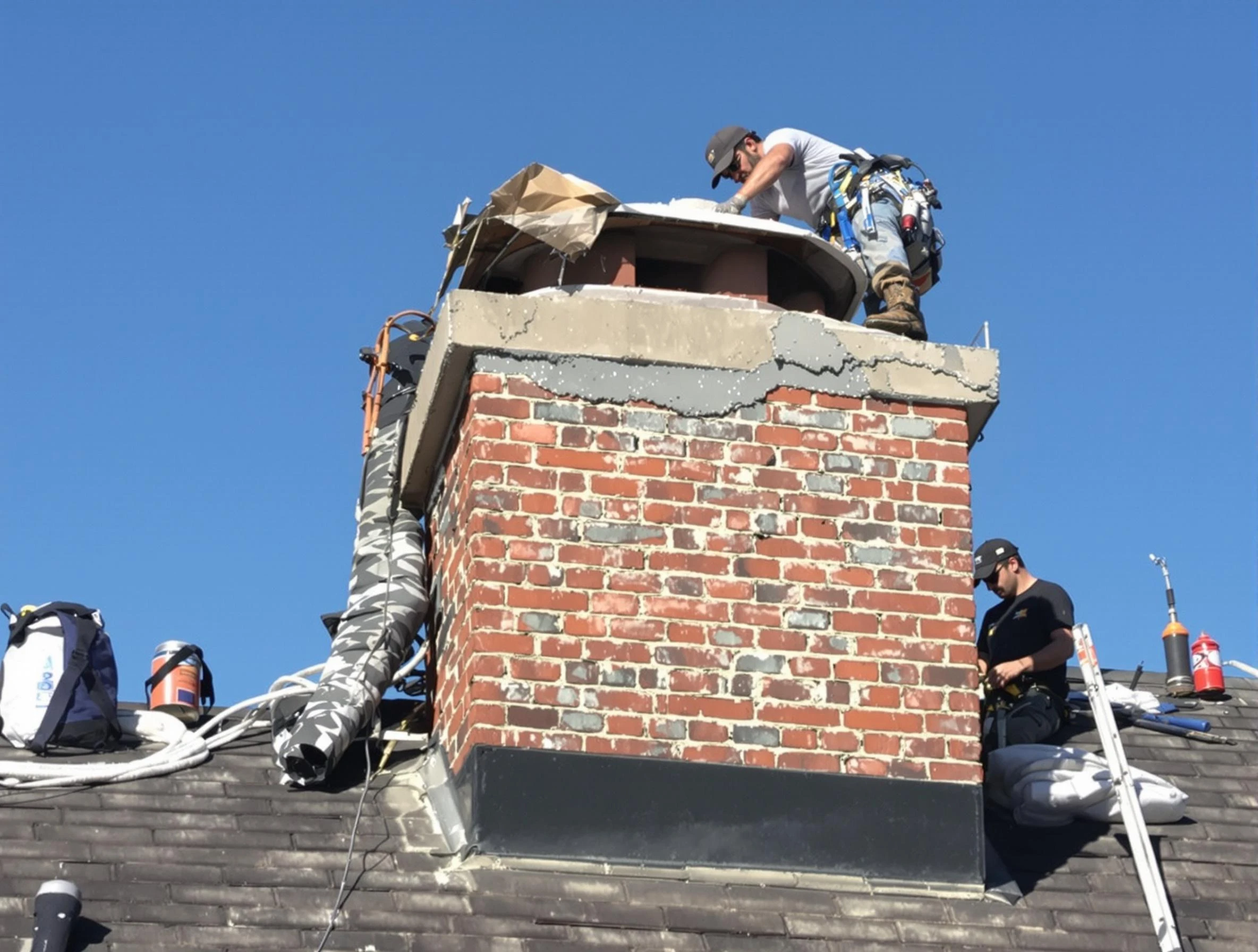Adams Chimney Sweep installing a custom chimney crown in Adams, PA