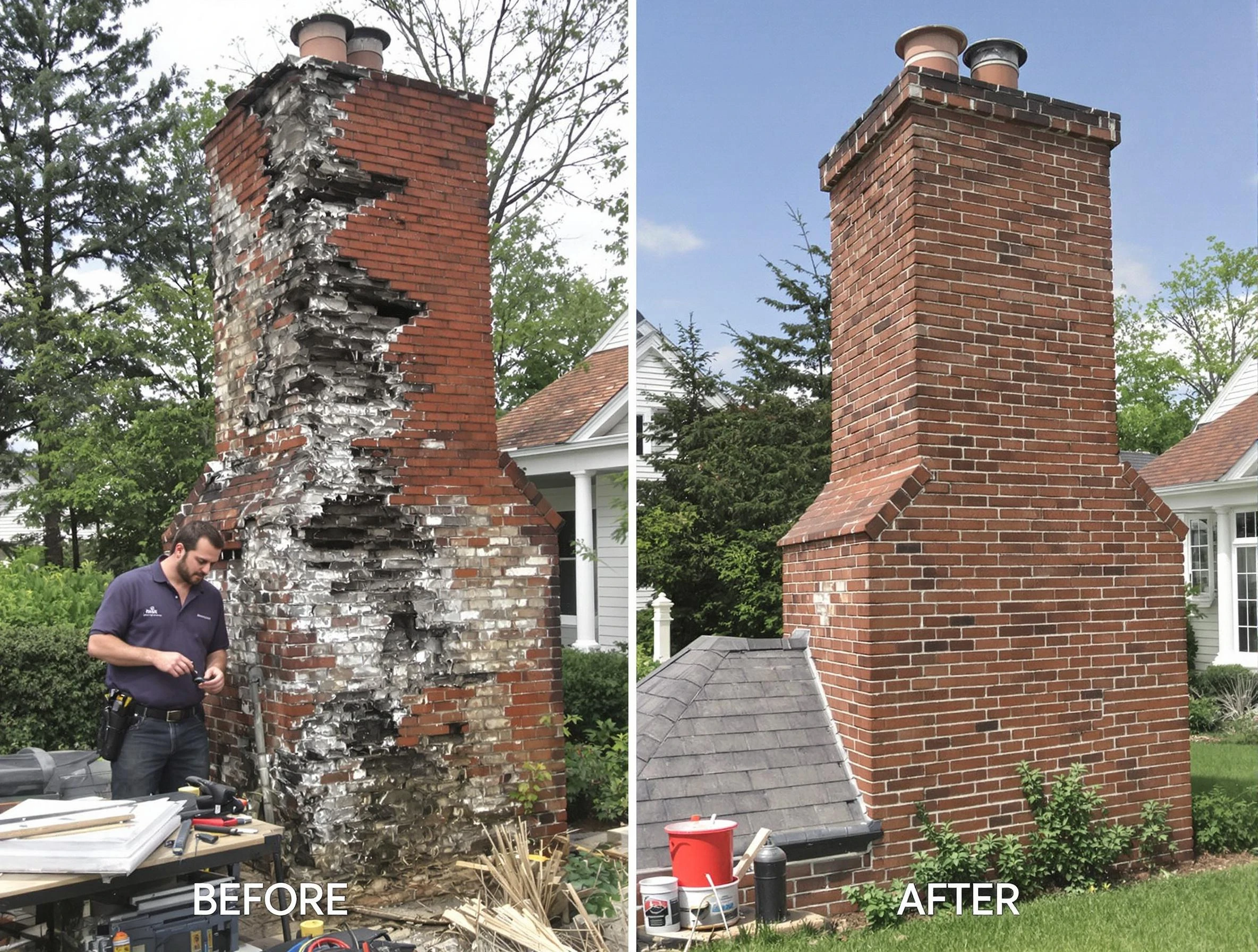 Adams Chimney Sweep performing a full chimney restoration in Adams, PA