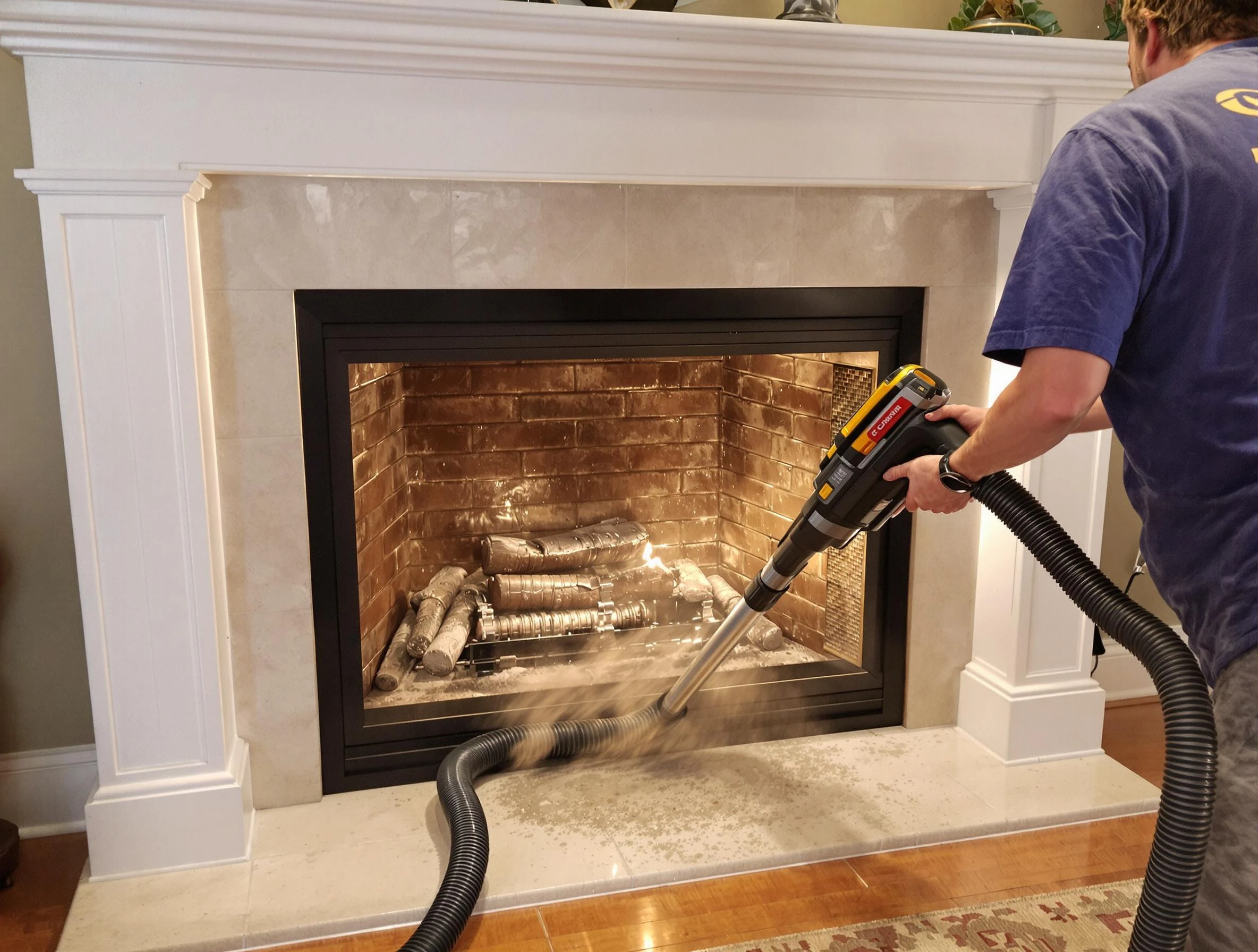 Fireplace cleaning performed by Adams Chimney Sweep in Adams, PA