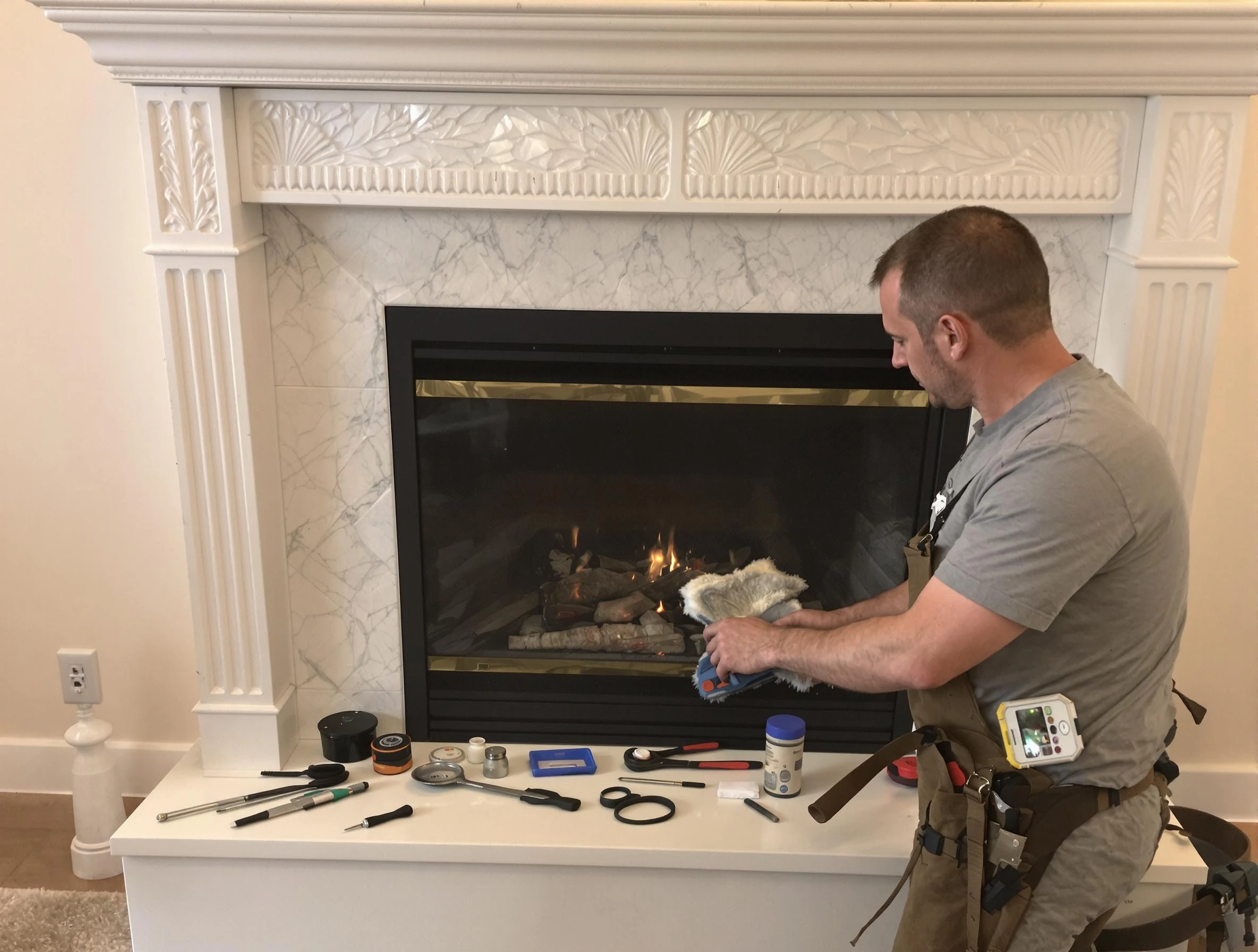 Adams Chimney Sweep performing fireplace maintenance in Adams, PA